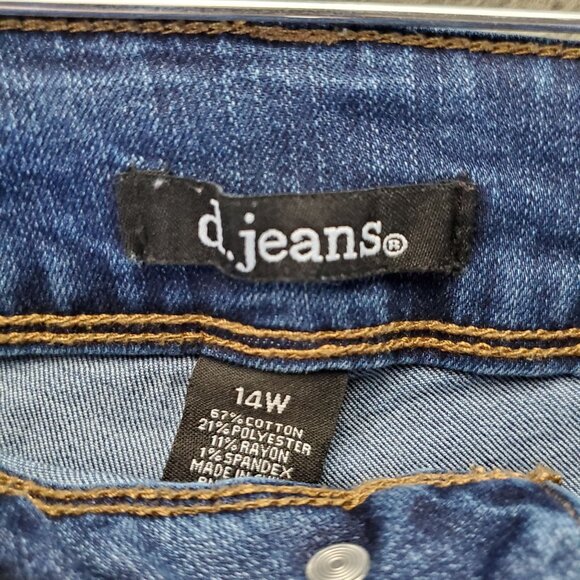 D.Jeans Jeans Womens 14W Blue Skinny Stretch Double Button Denim - Picture 2 of 11
